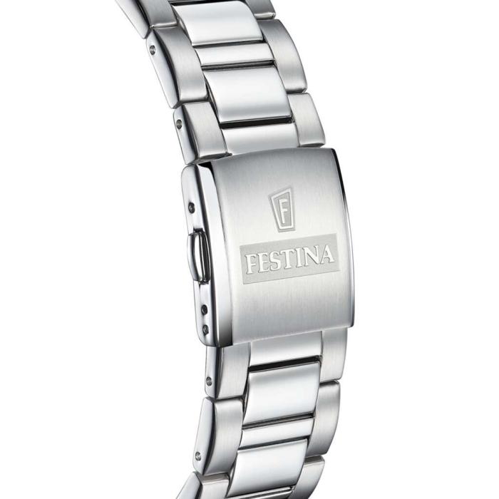 FESTINA Ceramic Chronograph Black Dial & Silver Bracelet