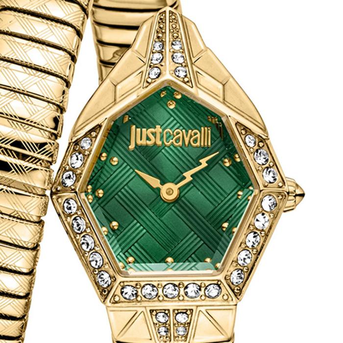 JUST CAVALLI Signature Snake Green Dial & Gold Bracelet