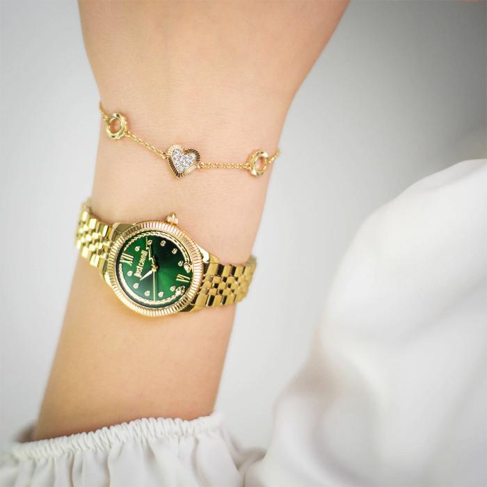 JUST CAVALLI Valentine's Green Dial & Gold Bracelet