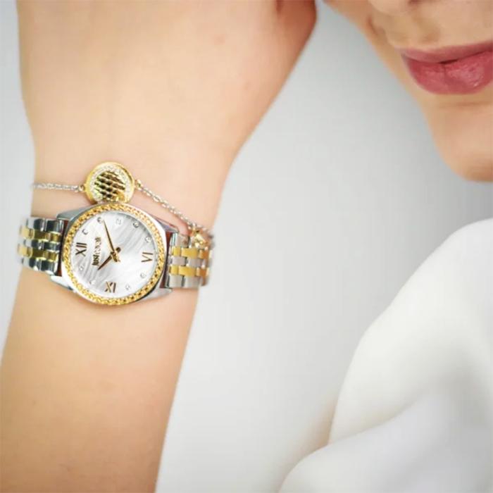 JUST CAVALLI Animalier Silver Dial & Two Tone Bracelet