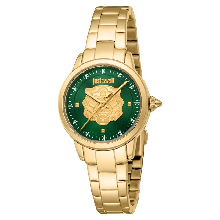 JUST CAVALLI Animalier Green Dial & Gold Bracelet