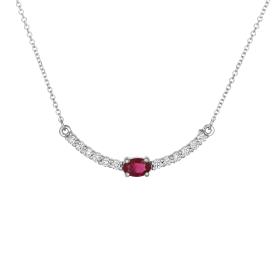 Κολιέ Λευκόχρυσος Κ18 με Ρουμπίνι & Διαμάντια SKU-75739