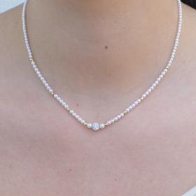 Κολιέ με Πέρλες και Λευκά Ζιργκόν Ασήμι 925° SKU-75667