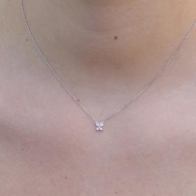 Κολιέ Πεταλούδα Λευκόχρυσος Κ14 με Διαμάντια SKU-75862