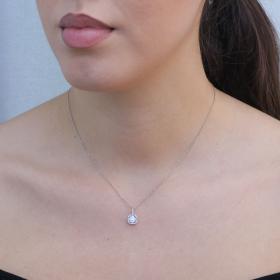 Κολιέ Ροζέτα Λευκόχρυσος Κ14 με Λευκά Ζιργκόν SKU-75470