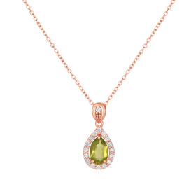 Κολιέ Ροζέτα με Peridot & Διαμάντι Ροζ Χρυσός Κ18 SKU-75963