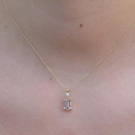 Κολιέ Γυναικείο με Διαμάντι & Morganite Χρυσός Κ18 SKU-75749