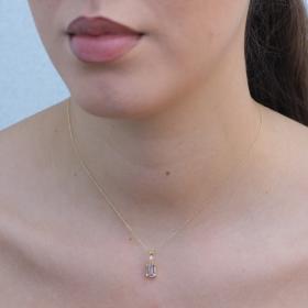 Κολιέ Γυναικείο με Διαμάντι & Morganite Χρυσός Κ18 SKU-75749