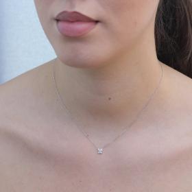 Κολιέ Πεταλούδα Λευκόχρυσος Κ14 με Διαμάντια SKU-75862