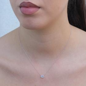 Κολιέ με Ακουαμαρίνα & Διαμάντια Λευκόχρυσος Κ18 SKU-75886