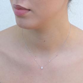 Κολιέ με Διαμάντια Λευκόχρυσος Κ18 SKU-75957