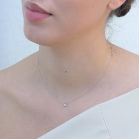 Κολιέ Γυναικείο με Διαμάντια Λευκόχρυσος Κ18 SKU-75965