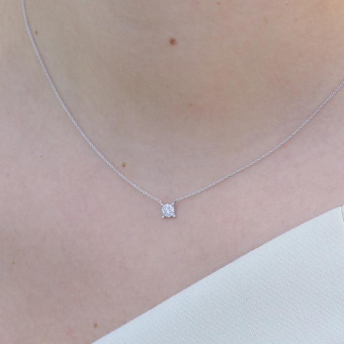 Κολιέ Γυναικείο με Διαμάντια Λευκόχρυσος Κ18 SKU-75965