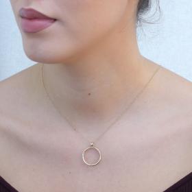 Λιροθήκη Μενταγιόν με Ζιργκόν Χρυσός Κ14 SKU-75922