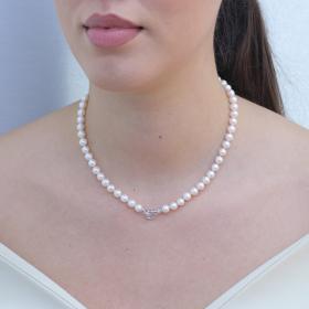 Μαργαριταρένιο Κολιέ με Κούμπωμα 14Κ και Ζιργκόν SKU-75220