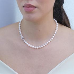 Μαργαριταρένιο Κολιέ με Κούμπωμα 18K & Ζιργκόν SKU-75213