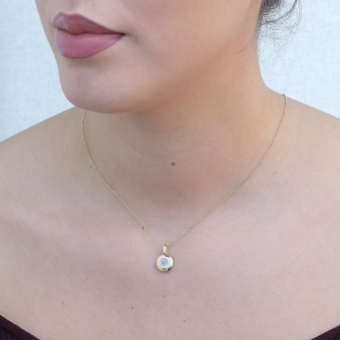 Μενταγιόν Ματάκι Διπλής Όψεως με Σμάλτο & Ζιργκόν Χρυσός Κ14 SKU-75454