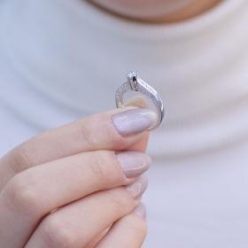 Μονόπετρο Δαχτυλίδι Λευκόχρυσος Κ18 με Διαμάντια SKU-75908