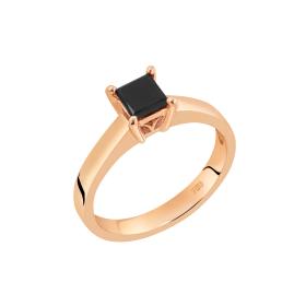 Μονόπετρο Δαχτυλίδι Ροζ Χρυσός Κ18 με Μαύρο Διαμάντι SKU-75842