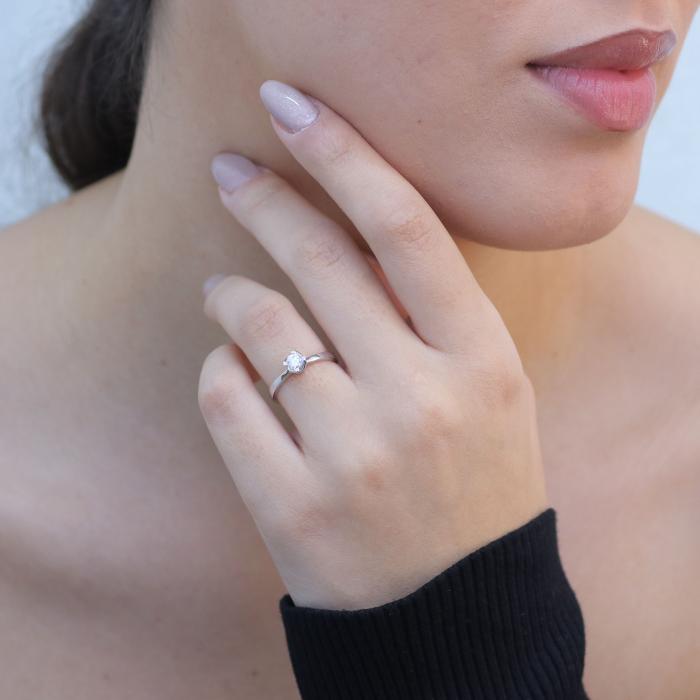 Μονόπετρο Δαχτυλίδι Λευκόχρυσος Κ18 με Διαμάντι SKU-75816