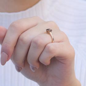 Μονόπετρο Δαχτυλίδι Ροζ Χρυσός Κ18 με Μαύρο Διαμάντι SKU-75842