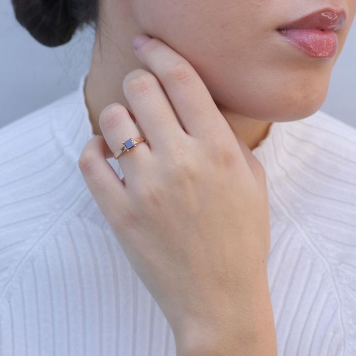 Μονόπετρο Δαχτυλίδι Ροζ Χρυσός Κ18 με Μαύρο Διαμάντι SKU-75842