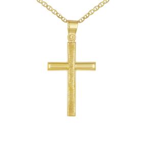 Μοντέρνος Ανδρικός Σταυρός Χρυσός Κ9 SKU-75277
