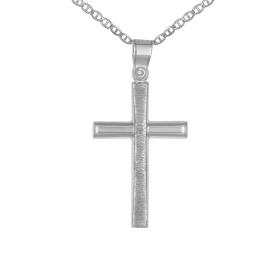 Μοντέρνος Ανδρικός Σταυρός Λευκόχρυσος Κ9 SKU-75325