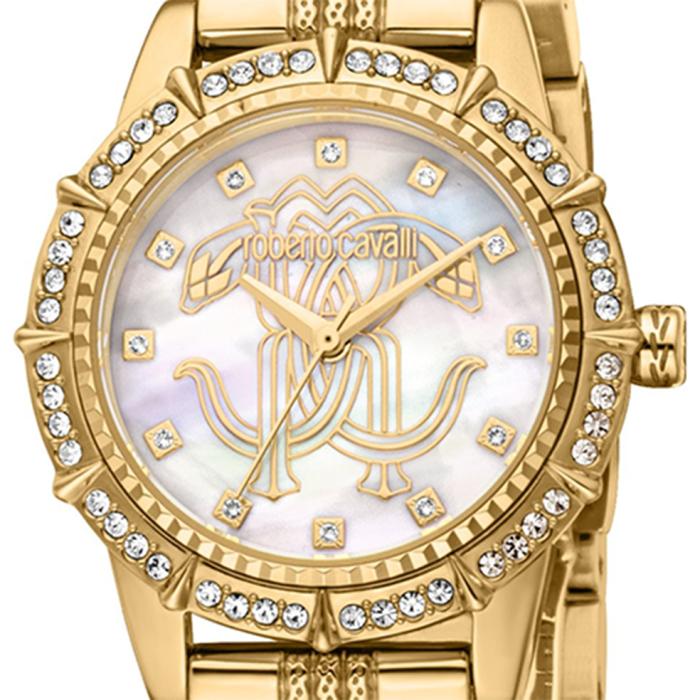 ROBERTO CAVALLI Core Crystals MOP Dial & Gold Bracelet