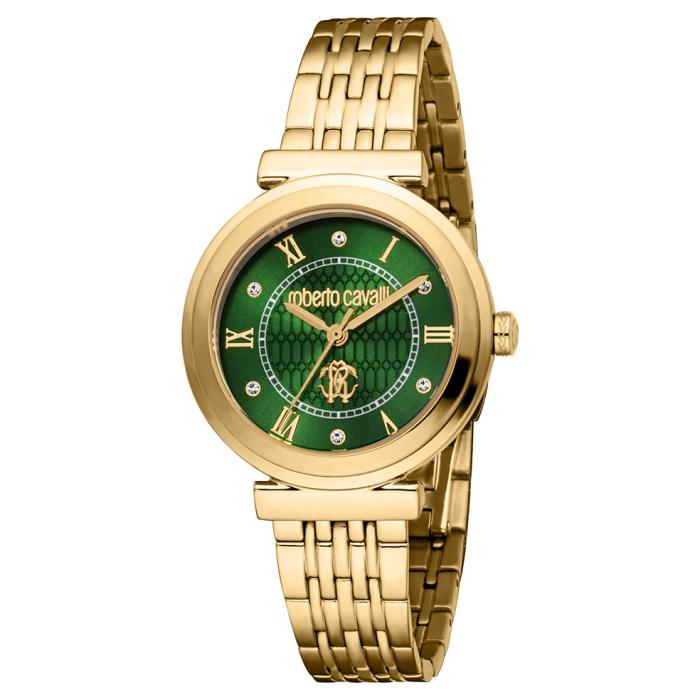 ROBERTO CAVALLI Core Crystals Green Dial & Gold Bracelet