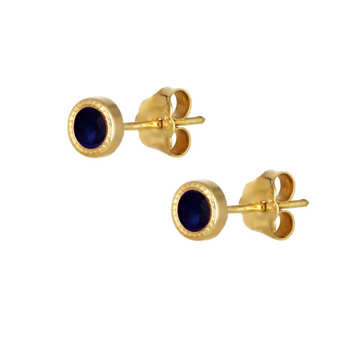 Σκουλαρίκια Καρφωτά με Ζαφείρι Χρυσός Κ14 SKU-75513