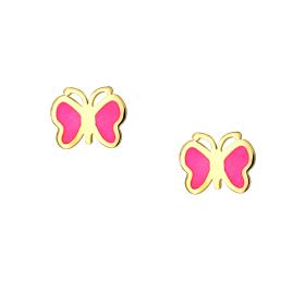 Σκουλαρίκια Πεταλουδίτσα με Ροζ Σμάλτο Aσήμι 925° SKU-75047