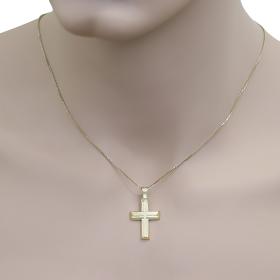 Σταυρός Τριάντος Χρυσός Κ14 με Ένθετο Σταυρό & Λουστρέ Φινίρισμα SKU-75253