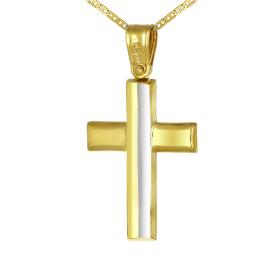 Ανδρικός Σταυρός Χρυσός & Λευκόχρυσος Κ9 SKU-76297