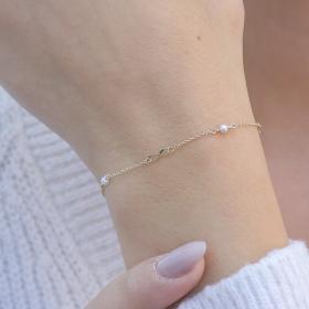 Βραχιόλι Αλυσίδα με Άπειρο Χρυσός Κ9 με Μαργαριτάρια SKU-76381