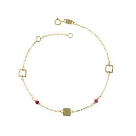 Βραχιόλι Αλυσίδα με Ρουμπίνι Χρυσός Κ9 SKU-76391