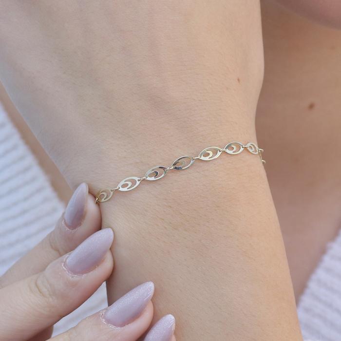 Βραχιόλι Αλυσίδα Χρυσός Κ9 με Λουστρέ Φινίρισμα SKU-76398