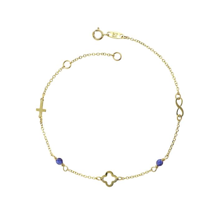 Βραχιόλι Γυναικείο Χρυσός Κ9 με Lapis Lazuli SKU-76378