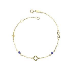 Βραχιόλι Γυναικείο Χρυσός Κ9 με Lapis Lazuli SKU-76378