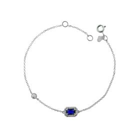 Βραχιόλι Ροζέτα Λευκόχρυσος Κ9 με Λευκά & Μπλε Ζιργκόν SKU-76777