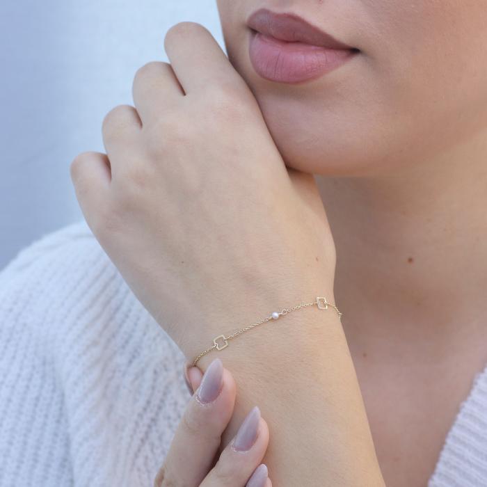 Βραχιόλι με Μαργαριτάρια Χρυσός Κ9 SKU-76386