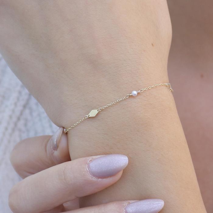 Βραχιόλι Χρυσός Κ9 με Μαργαριτάρια SKU-76387