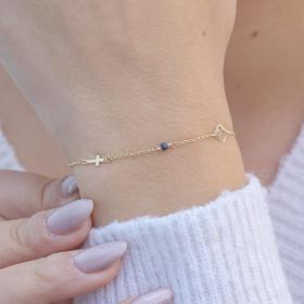 Βραχιόλι Αλυσίδα με Ζαφείρι Χρυσός Κ9 SKU-76388