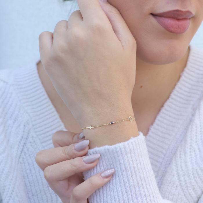 Βραχιόλι Αλυσίδα με Ζαφείρι Χρυσός Κ9 SKU-76388