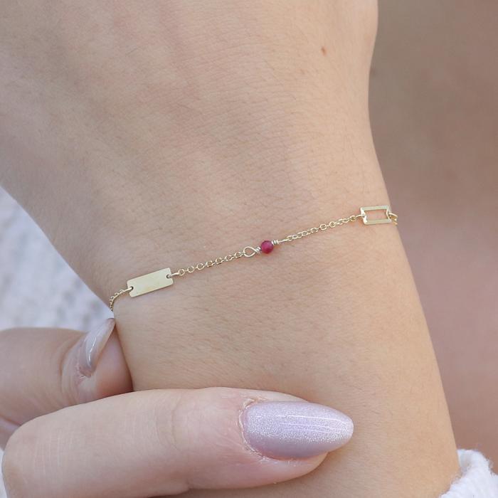 Αλυσίδα Χεριού Χρυσός Κ9 με Ρουμπίνι SKU-76389