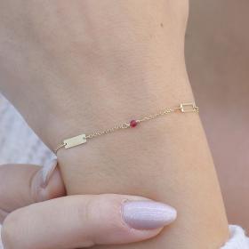 Αλυσίδα Χεριού Χρυσός Κ9 με Ρουμπίνι SKU-76389