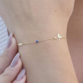 Βραχιόλι με Lapis Lazuli Χρυσός Κ9 SKU-76390