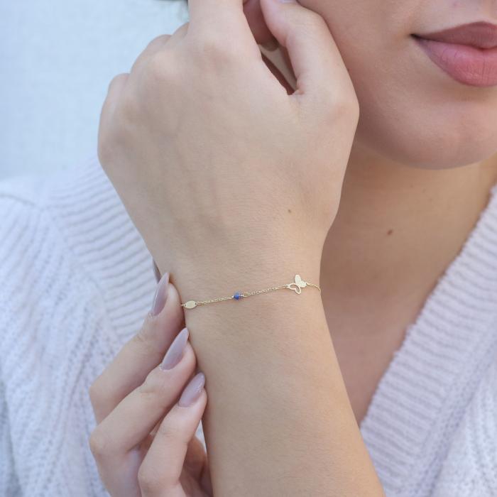 Βραχιόλι με Lapis Lazuli Χρυσός Κ9 SKU-76390