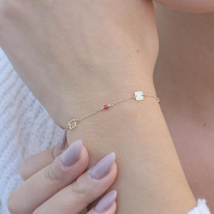 Βραχιόλι Αλυσίδα με Ρουμπίνι Χρυσός Κ9 SKU-76391