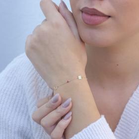 Βραχιόλι Αλυσίδα με Ρουμπίνι Χρυσός Κ9 SKU-76391